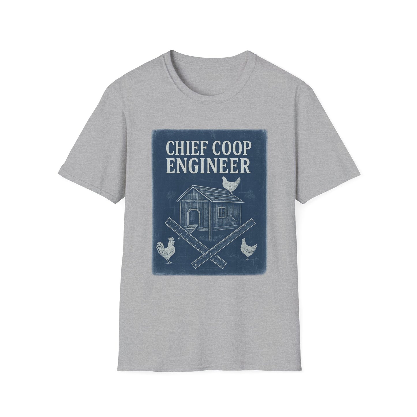 Chief Coop Engineer Blueprint Tee – Rustic Chicken-Dad Unisex Shirt