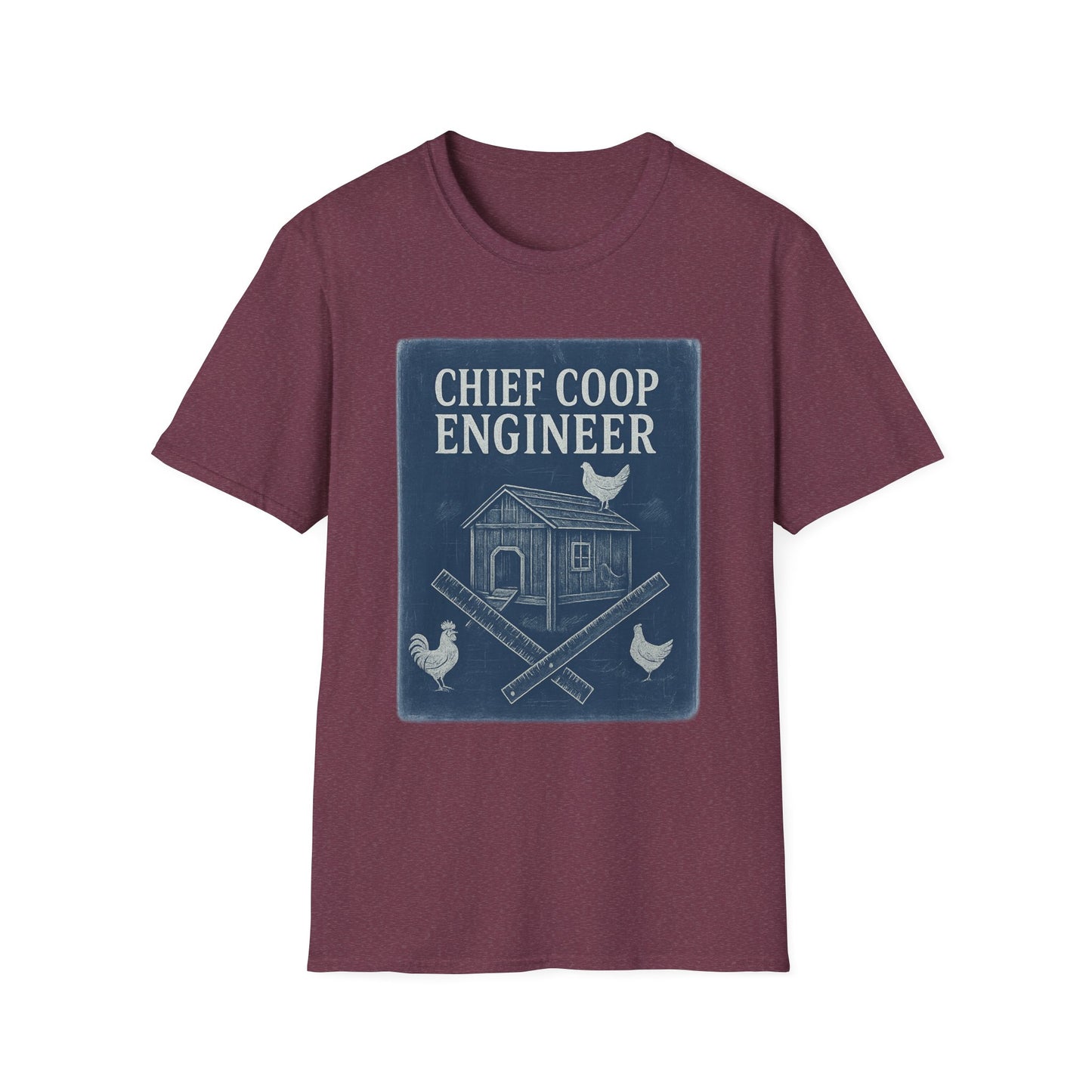 Chief Coop Engineer Blueprint Tee – Rustic Chicken-Dad Unisex Shirt