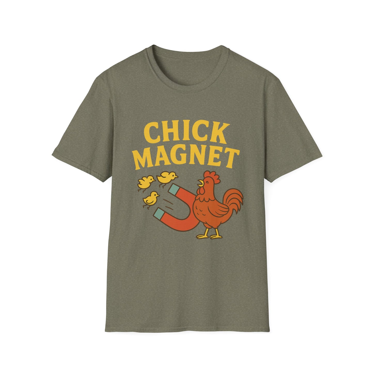 Chick Magnet Tee – Funny Rooster & Magnet Unisex Shirt for Men