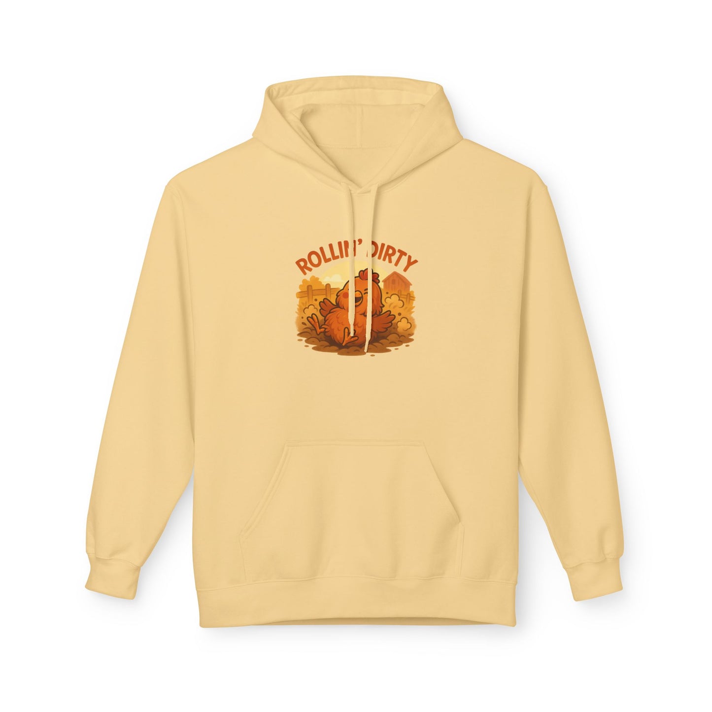 Rollin' Dirty Unisex Hoodie – Funny Chicken Dust Bath Design