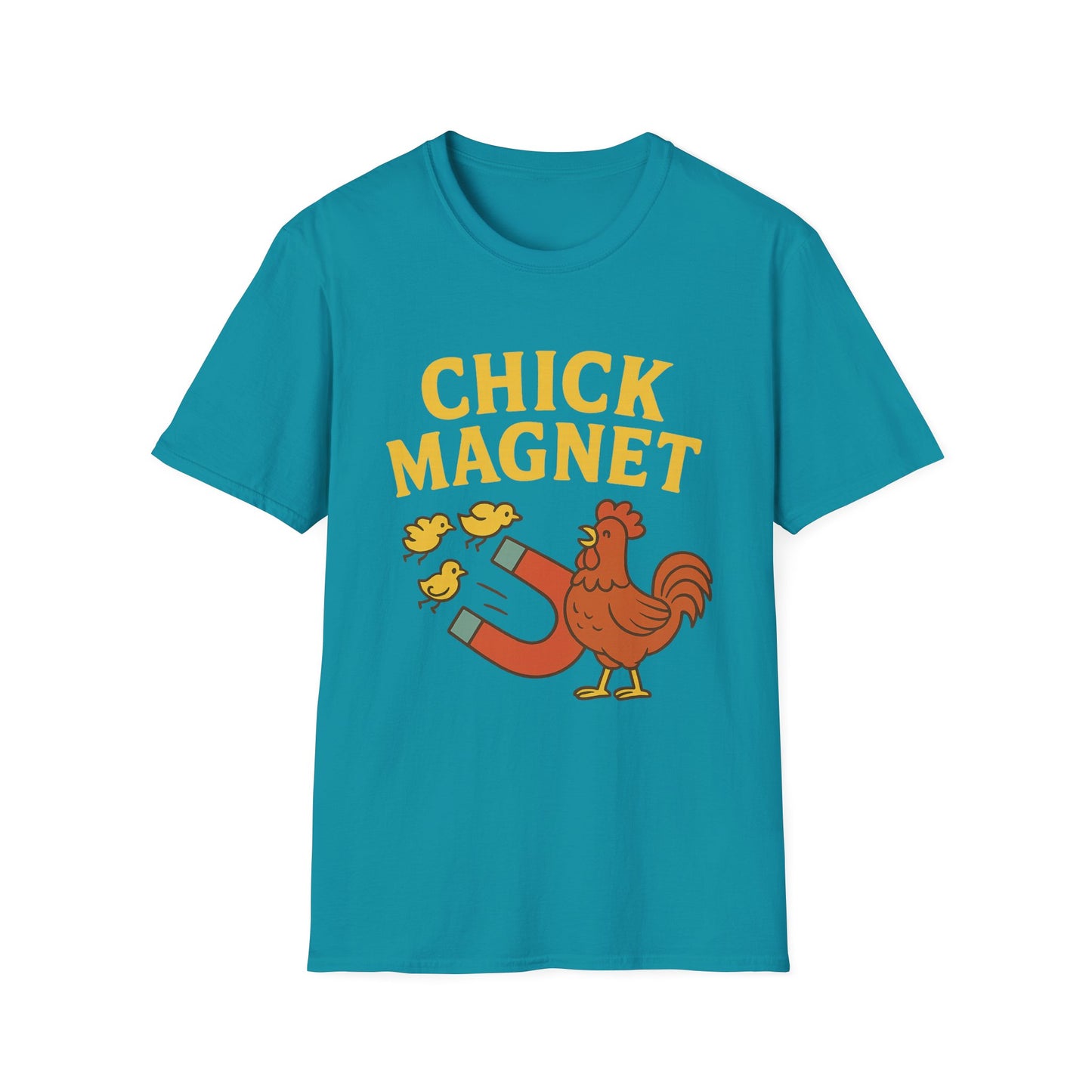 Chick Magnet Tee – Funny Rooster & Magnet Unisex Shirt for Men