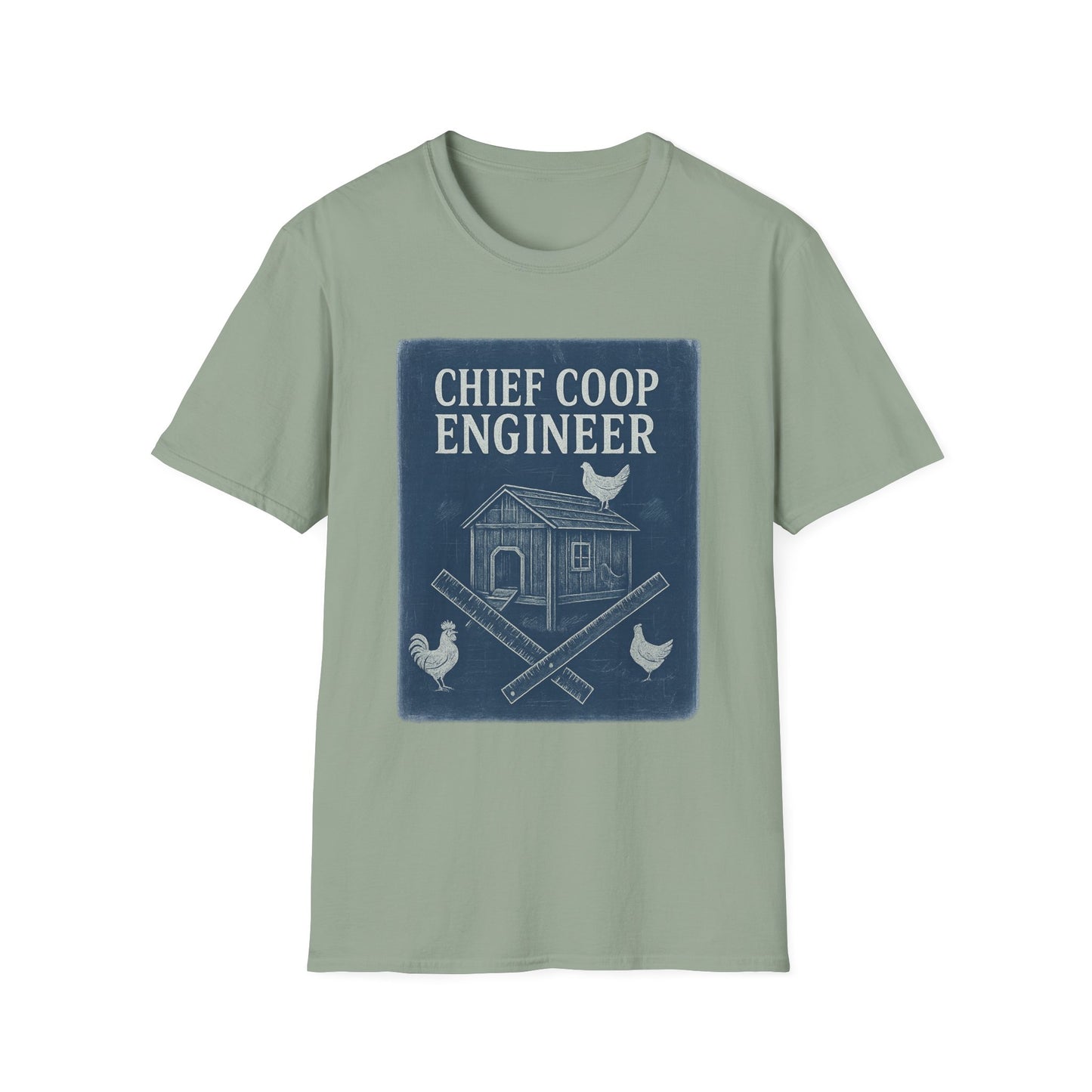 Chief Coop Engineer Blueprint Tee – Rustic Chicken-Dad Unisex Shirt