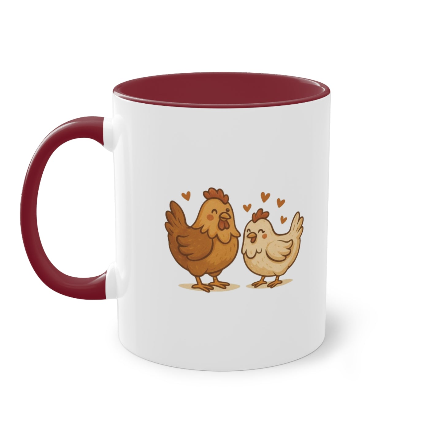 Chicken Love Mug – 11 oz Two-Tone Coffee Cup for Poultry Fans & Sweethearts