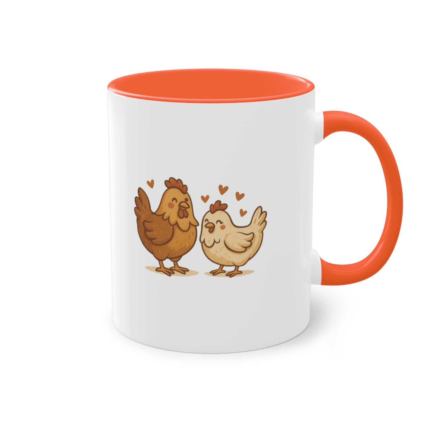 Chicken Love Mug – 11 oz Two-Tone Coffee Cup for Poultry Fans & Sweethearts