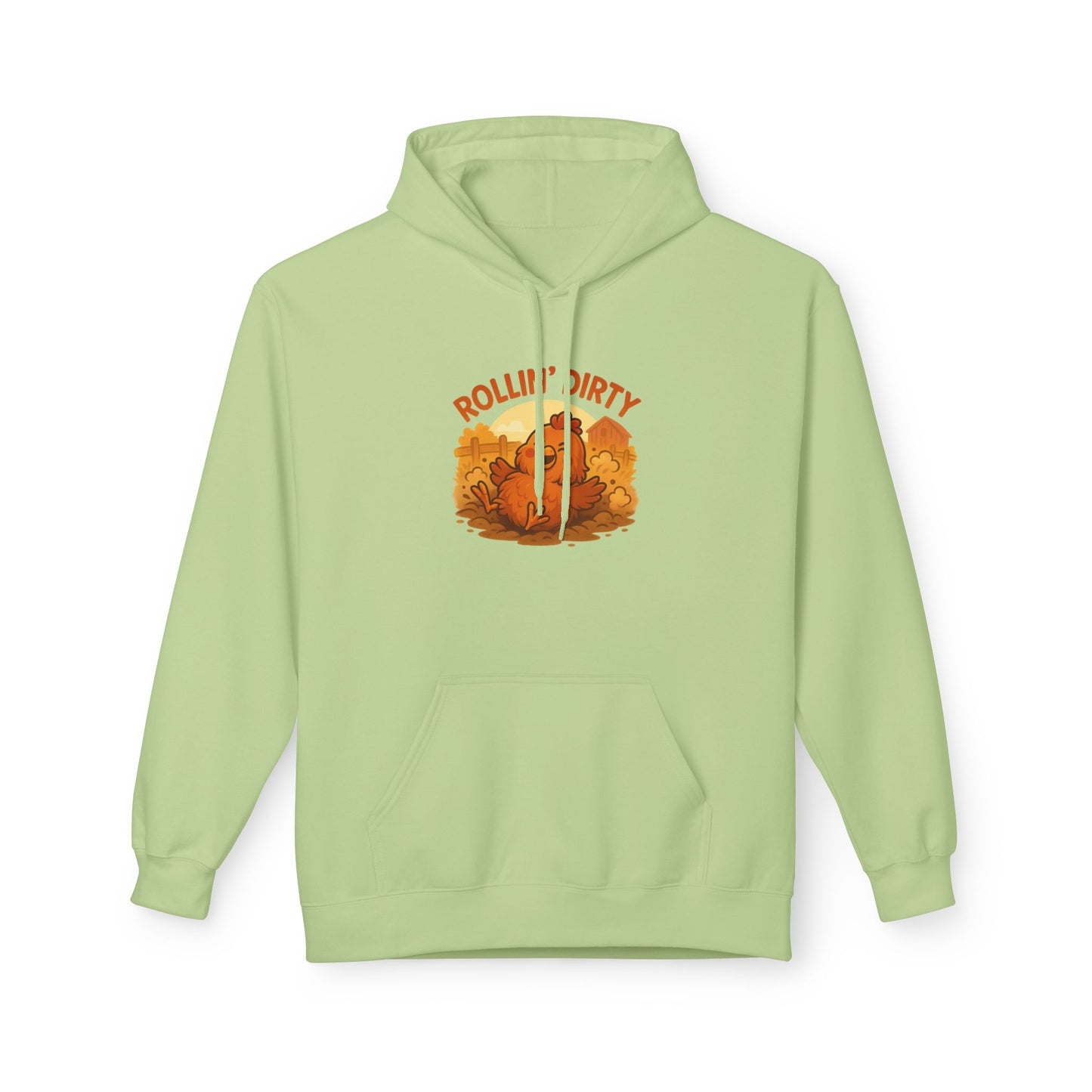 Rollin' Dirty Unisex Hoodie – Funny Chicken Dust Bath Design