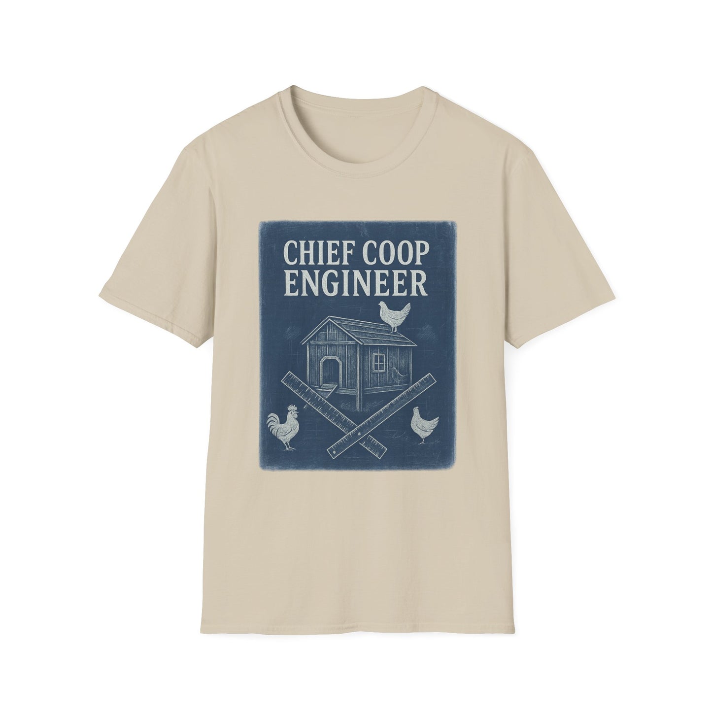Chief Coop Engineer Blueprint Tee – Rustic Chicken-Dad Unisex Shirt