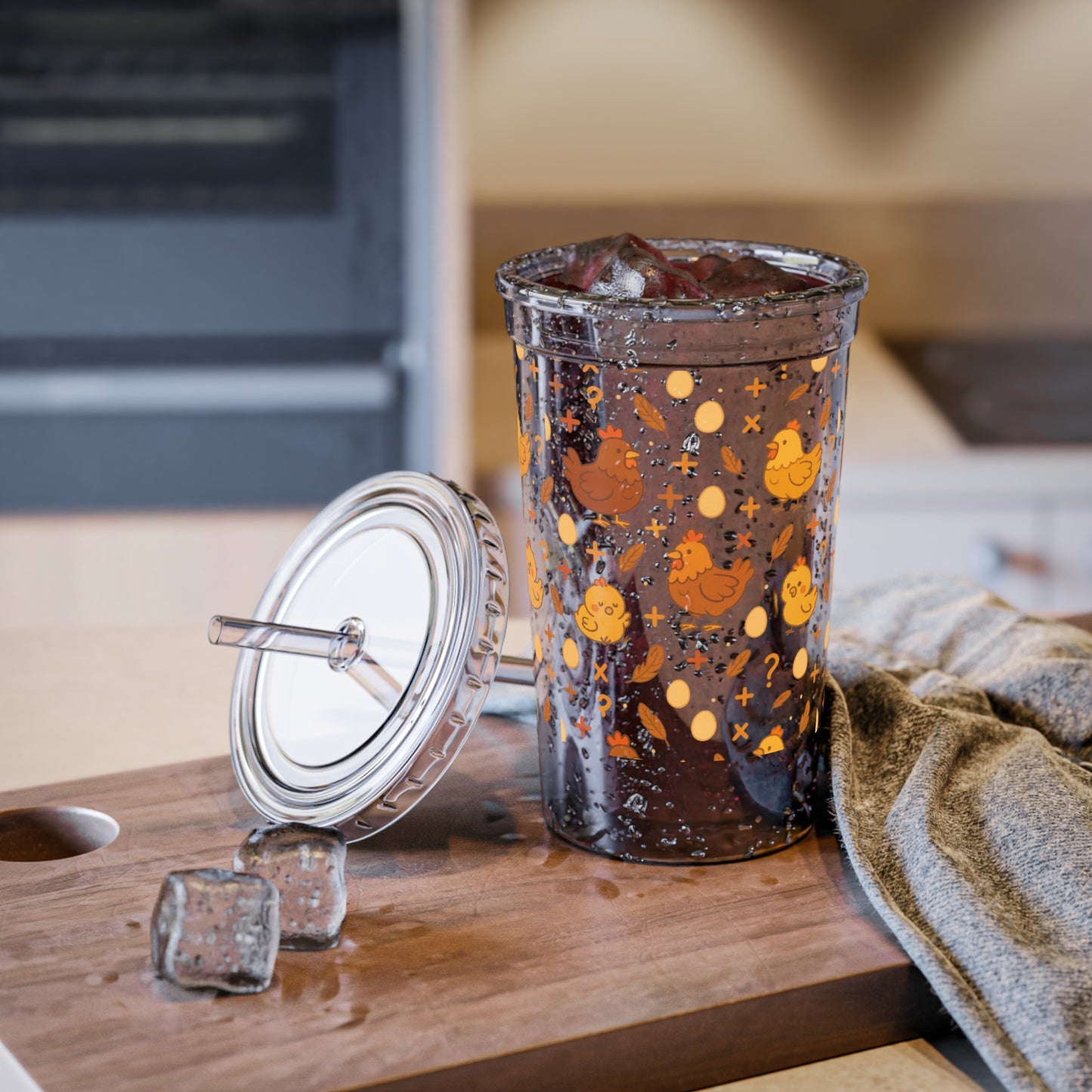 Chicken Math Acrylic Tumbler with Straw – Double-Wall 16 oz Cup
