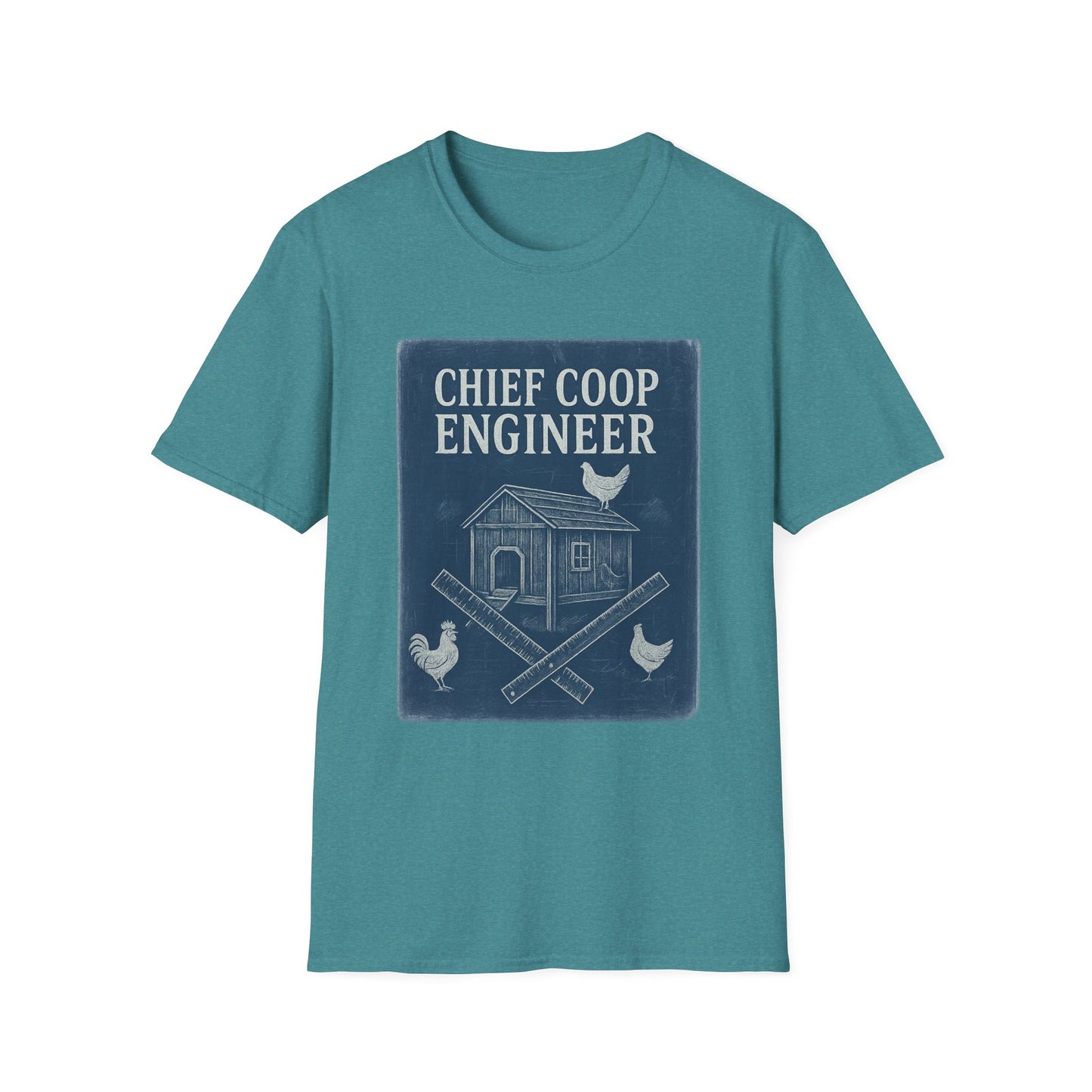 Chief Coop Engineer Blueprint Tee – Rustic Chicken-Dad Unisex Shirt