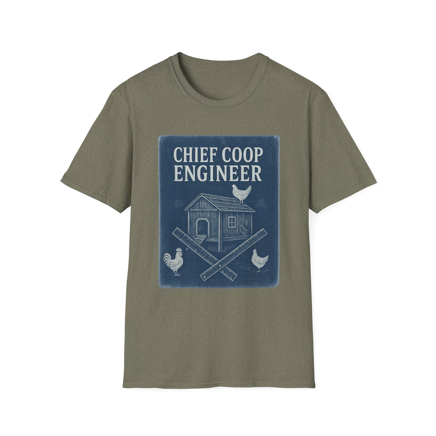 Chief Coop Engineer Blueprint Tee – Rustic Chicken-Dad Unisex Shirt