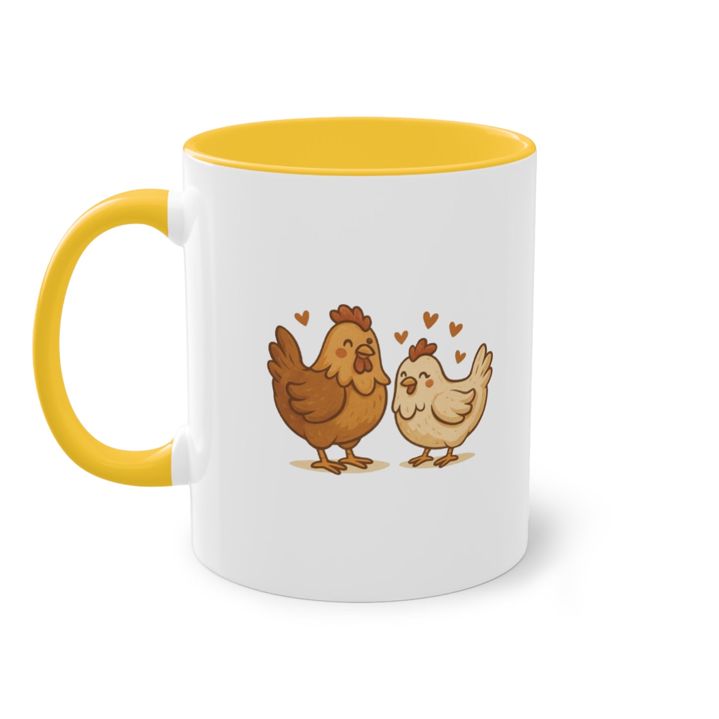 Chicken Love Mug – 11 oz Two-Tone Coffee Cup for Poultry Fans & Sweethearts