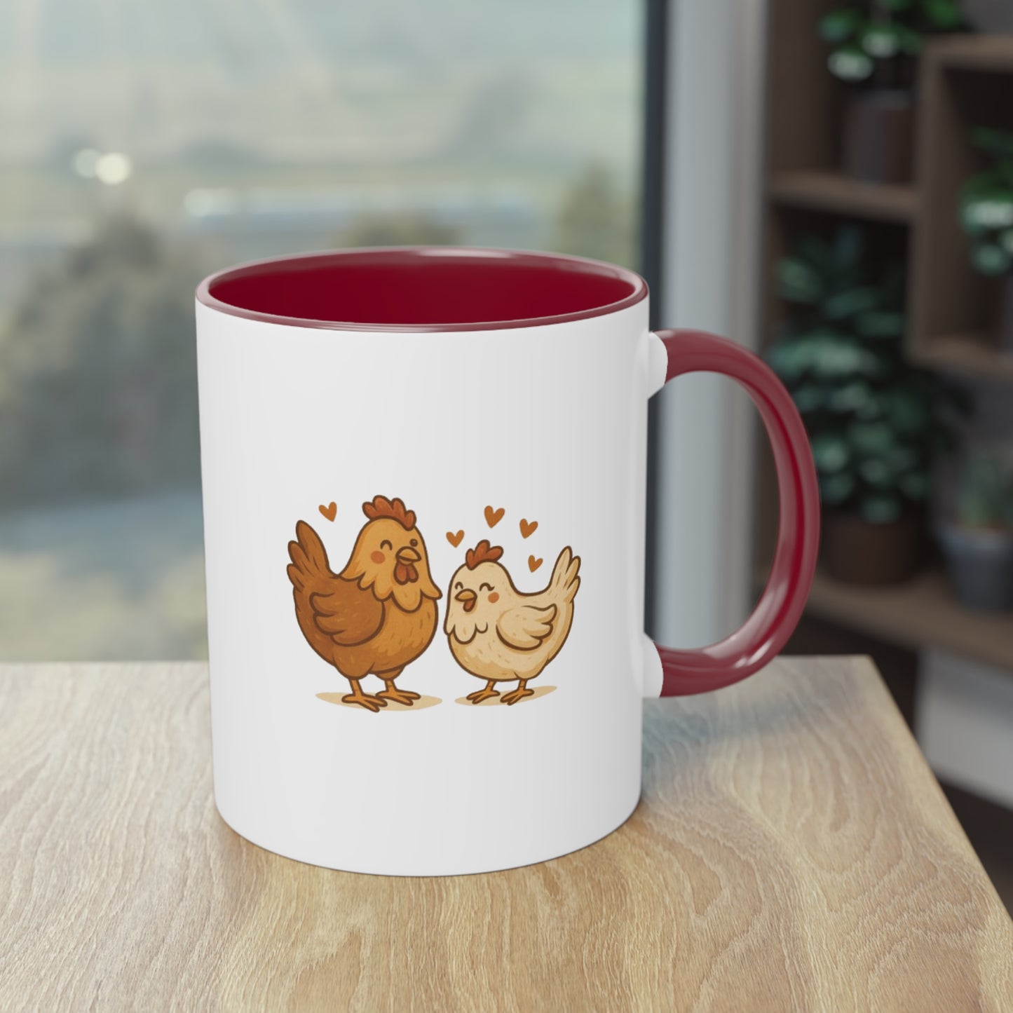 Chicken Love Mug – 11 oz Two-Tone Coffee Cup for Poultry Fans & Sweethearts