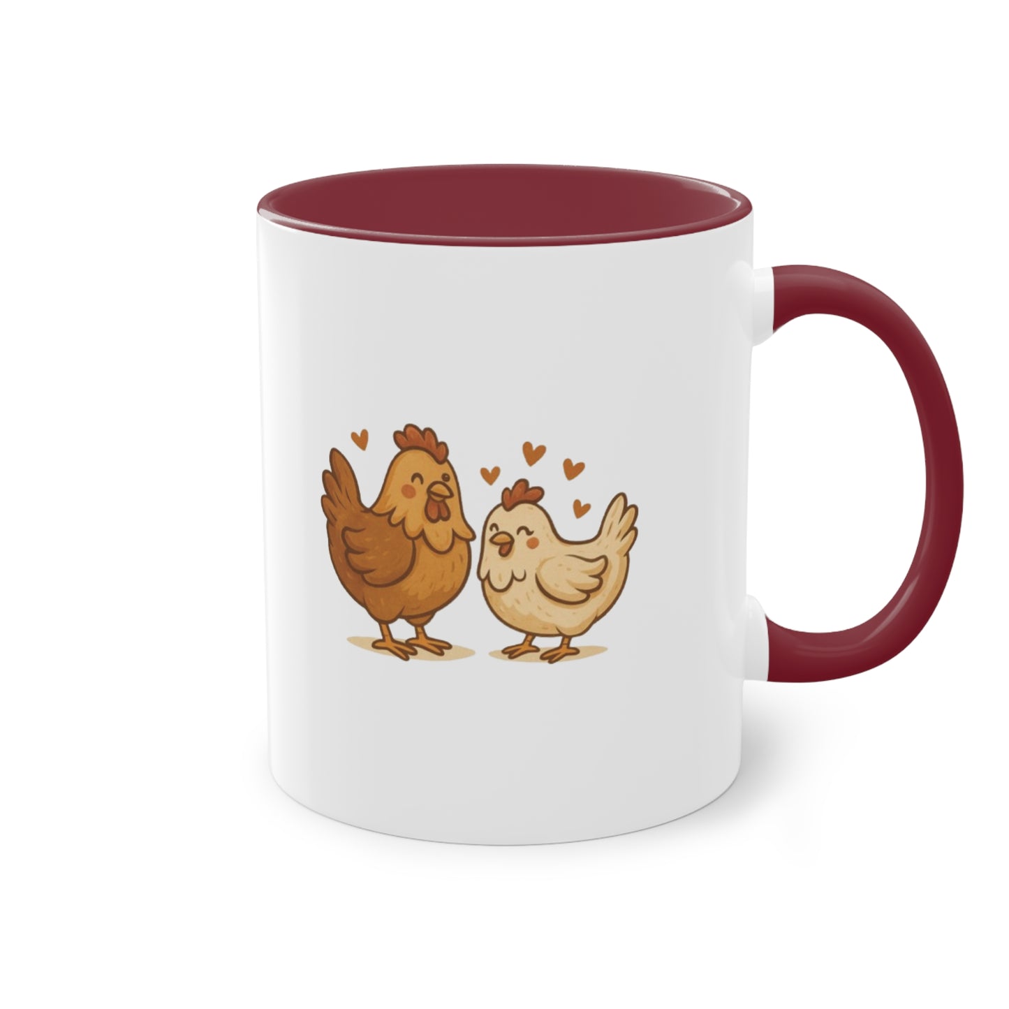 Chicken Love Mug – 11 oz Two-Tone Coffee Cup for Poultry Fans & Sweethearts