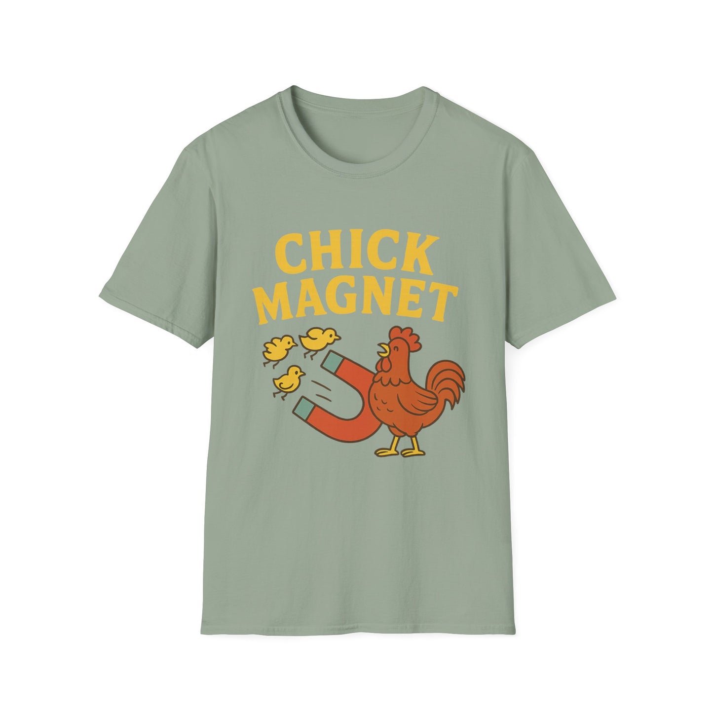 Chick Magnet Tee – Funny Rooster & Magnet Unisex Shirt for Men