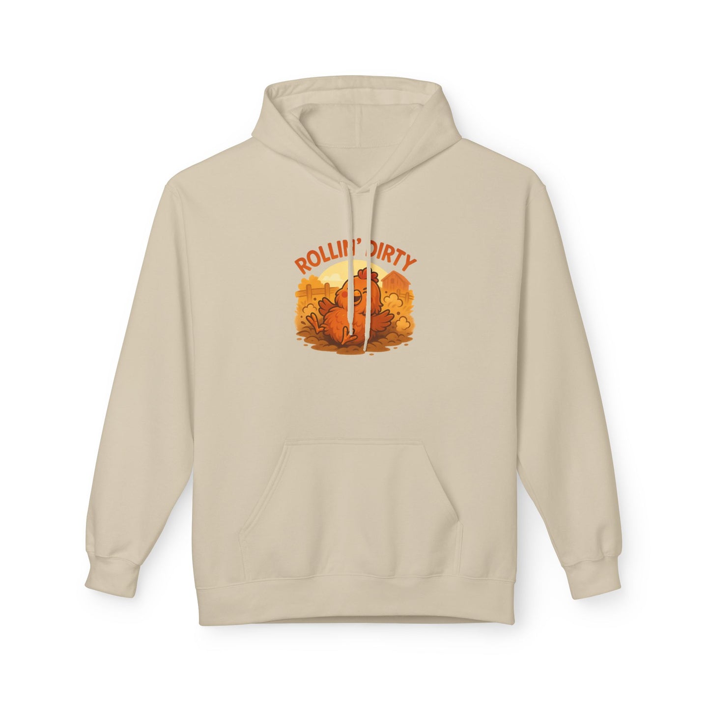 Rollin' Dirty Unisex Hoodie – Funny Chicken Dust Bath Design