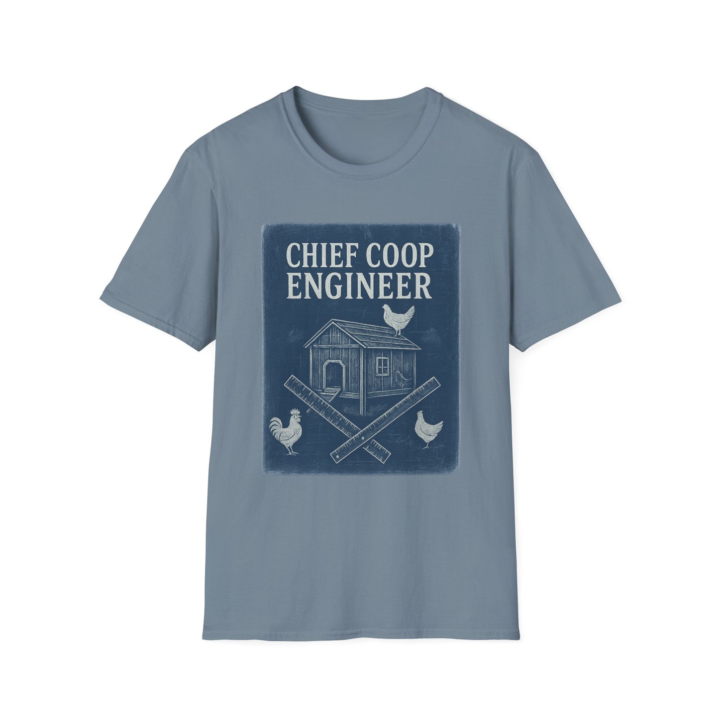 Chief Coop Engineer Blueprint Tee – Rustic Chicken-Dad Unisex Shirt
