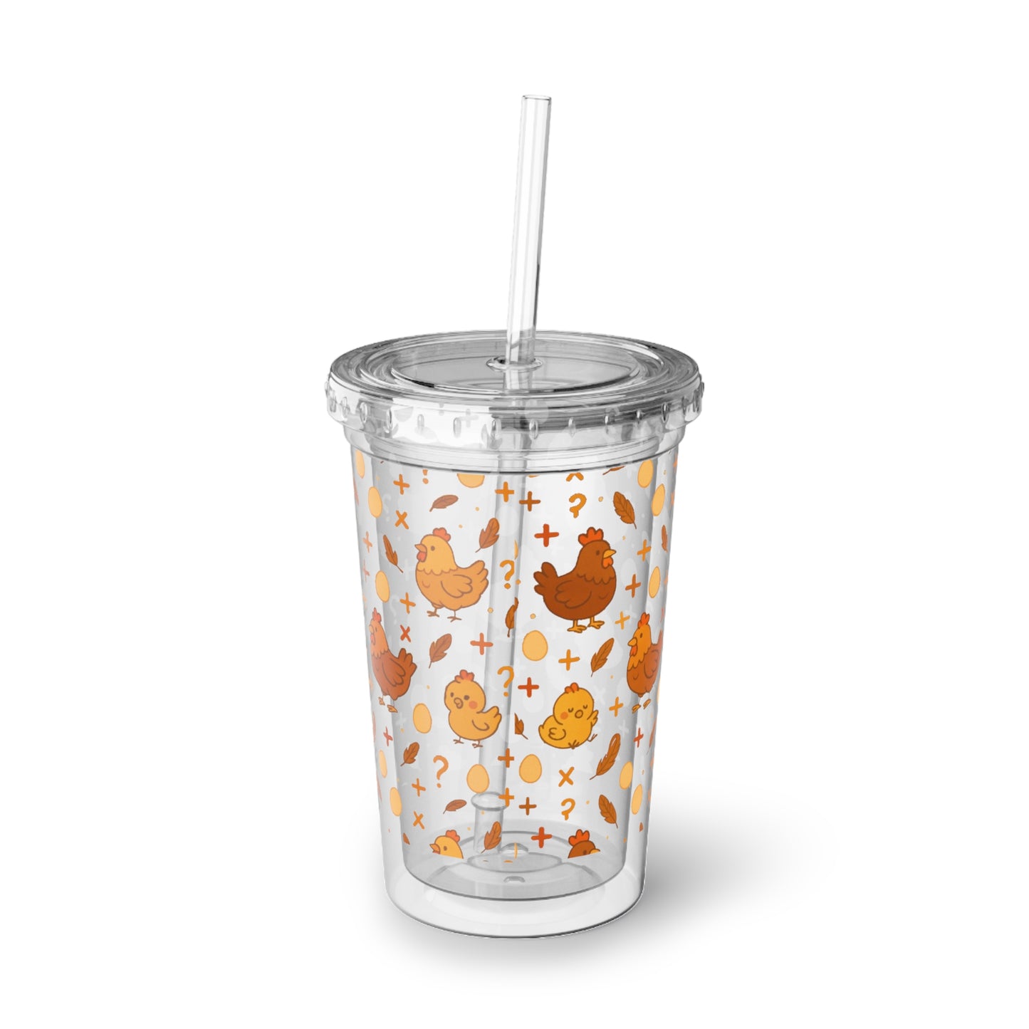 Chicken Math Acrylic Tumbler with Straw – Double-Wall 16 oz Cup
