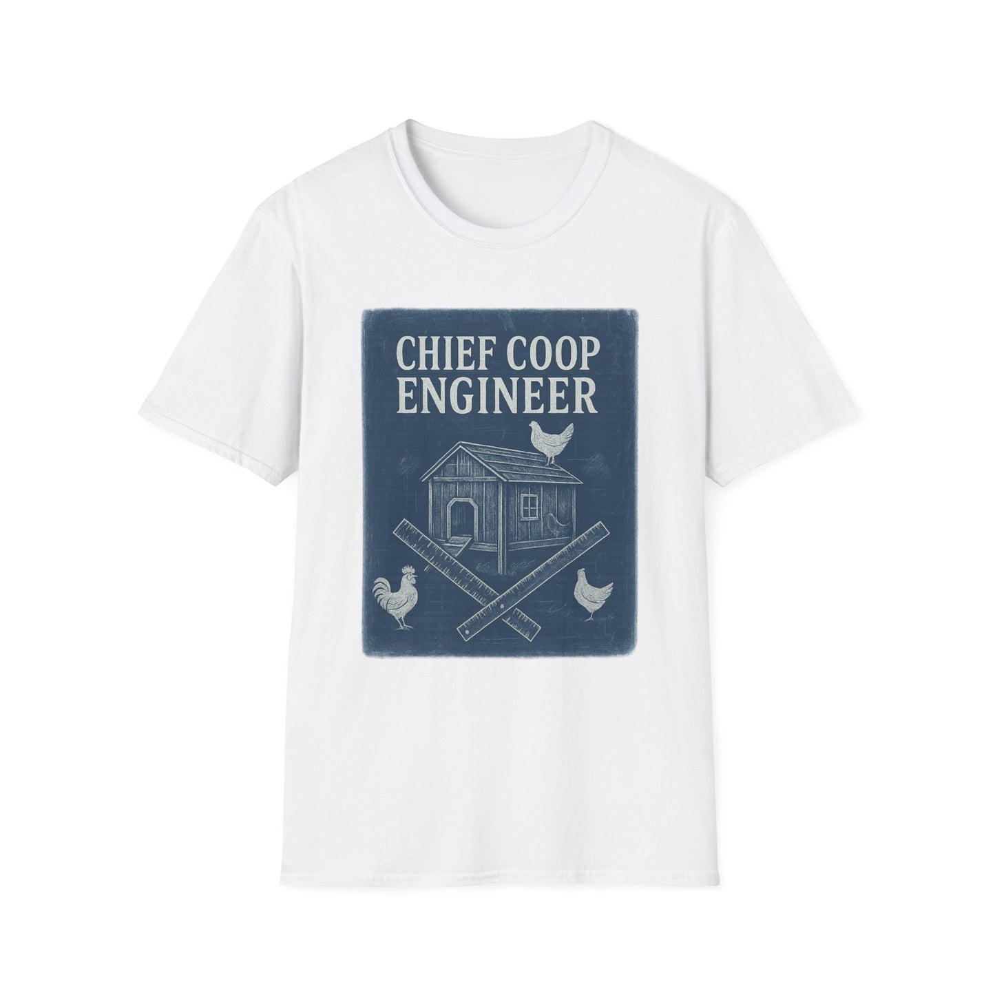 Chief Coop Engineer Blueprint Tee – Rustic Chicken-Dad Unisex Shirt