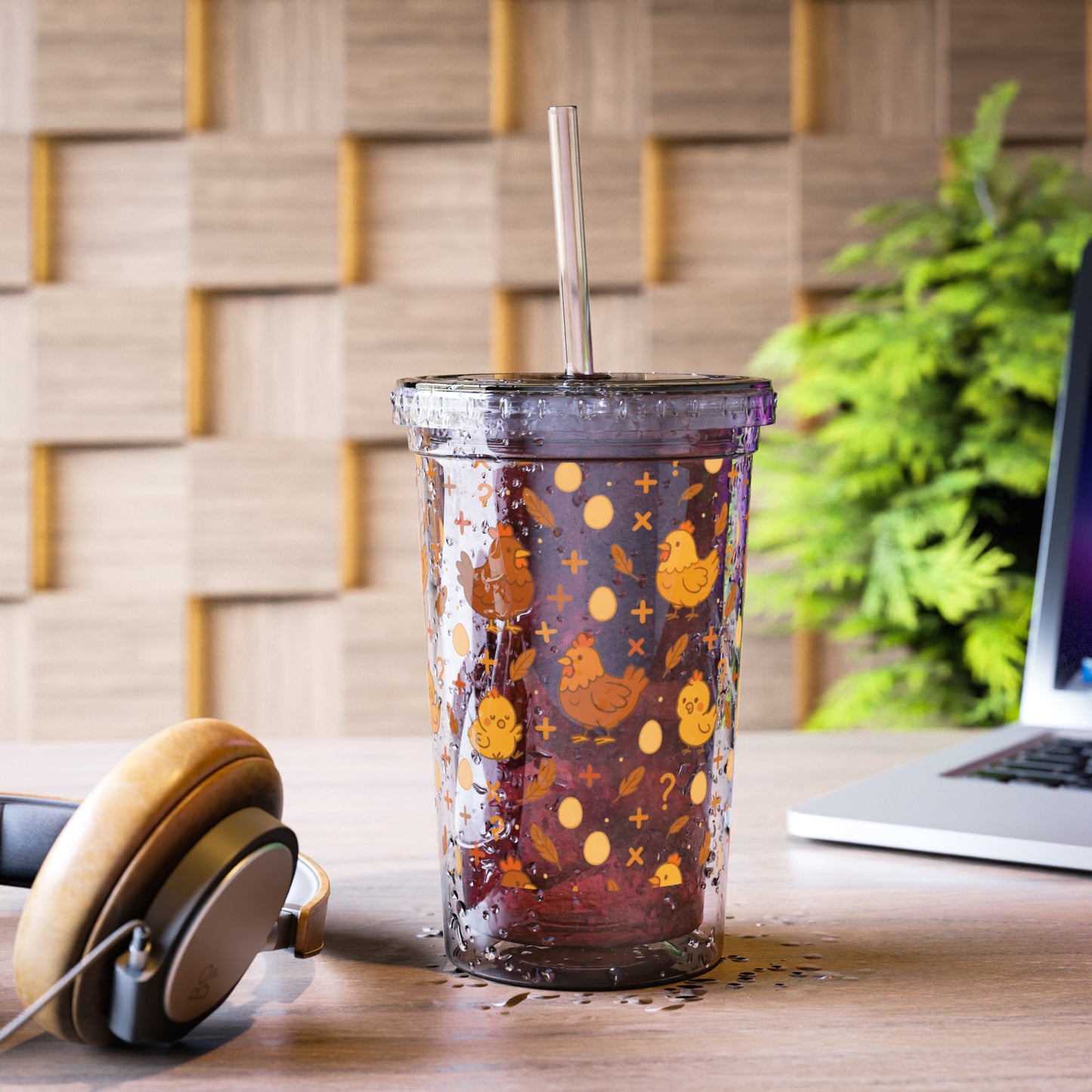Chicken Math Acrylic Tumbler with Straw – Double-Wall 16 oz Cup