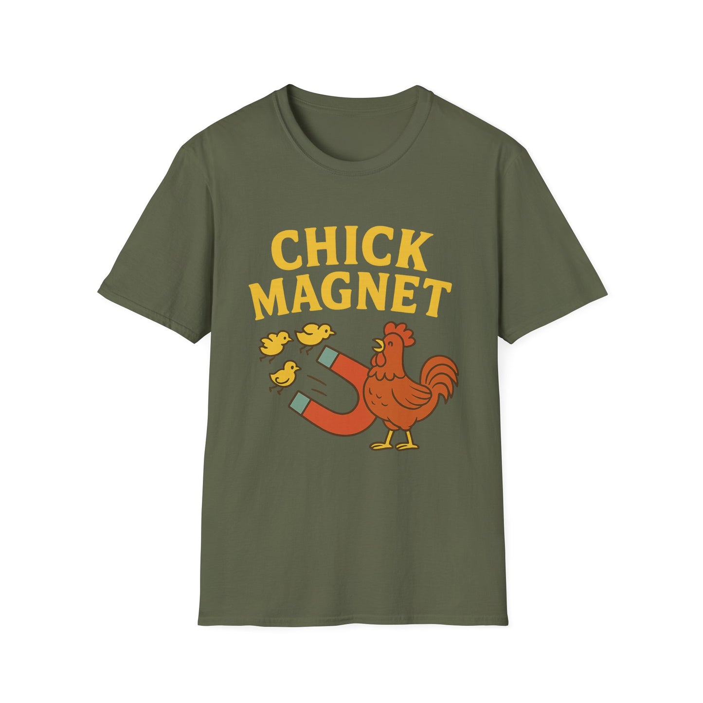 Chick Magnet Tee – Funny Rooster & Magnet Unisex Shirt for Men