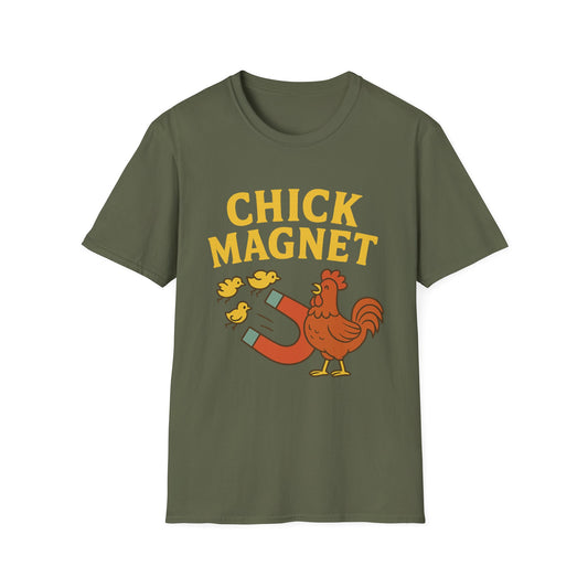 Chick Magnet Tee – Funny Rooster & Magnet Unisex Shirt for Men