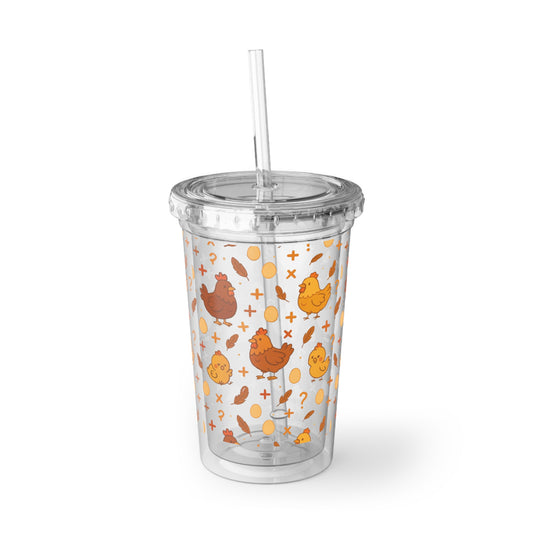 Chicken Math Acrylic Tumbler with Straw – Double-Wall 16 oz Cup