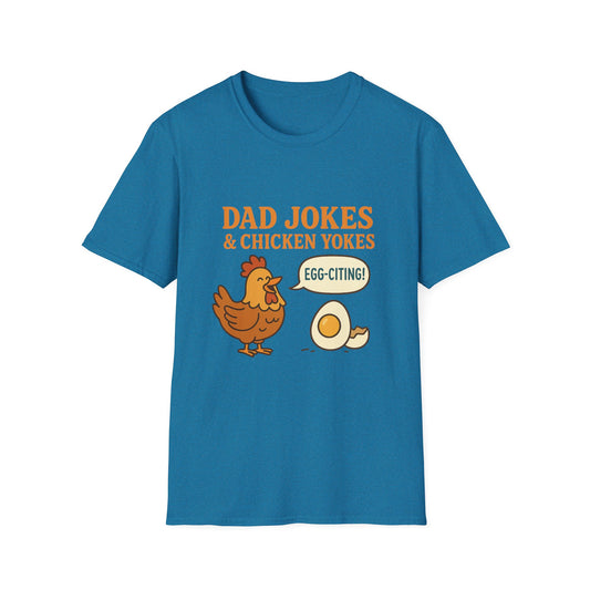 Dad Jokes & Chicken Yokes Tee – Pun-Loving Poultry Dad Shirt